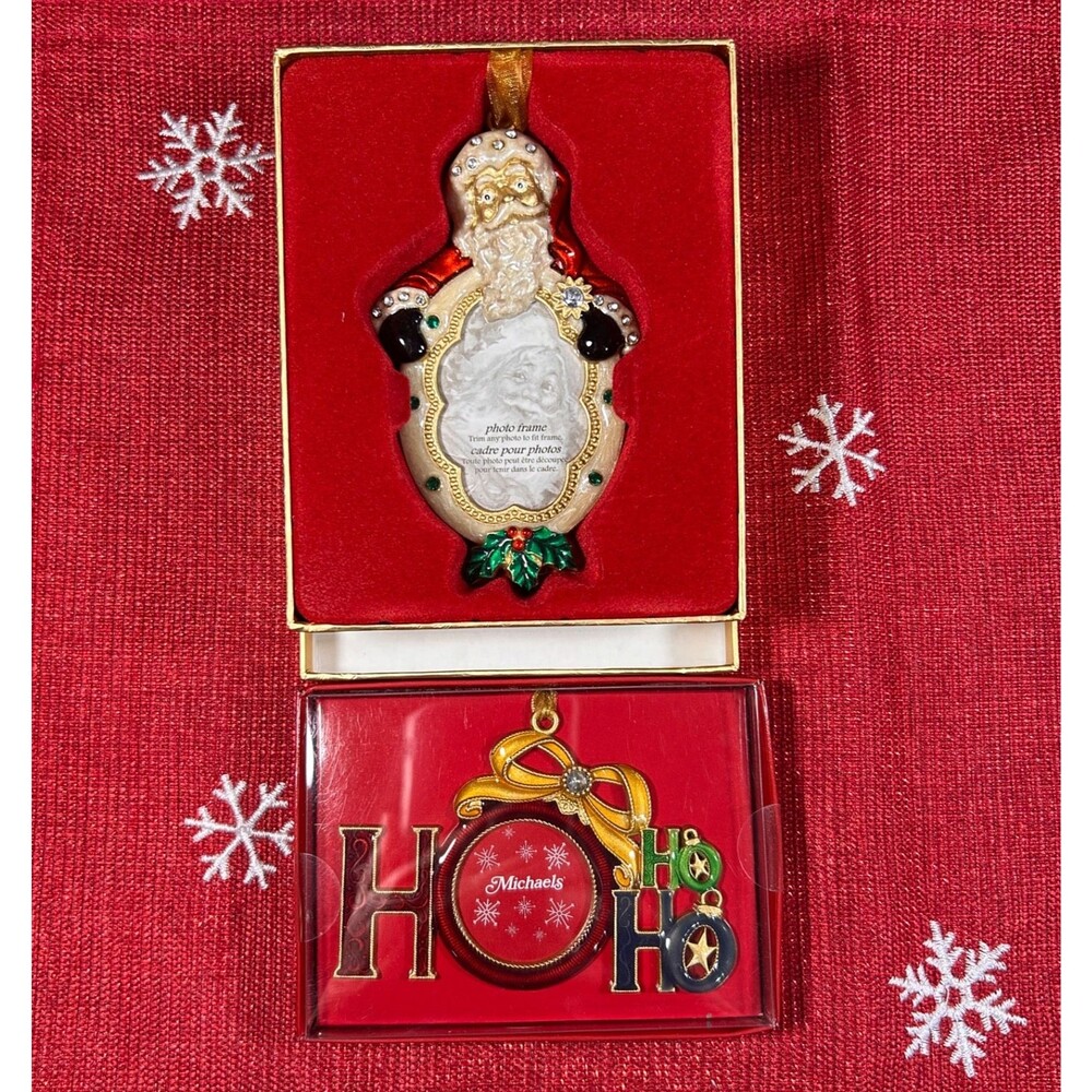 Christmas Photo Frames 2 Piece Set Holiday Decor Ornaments Santa